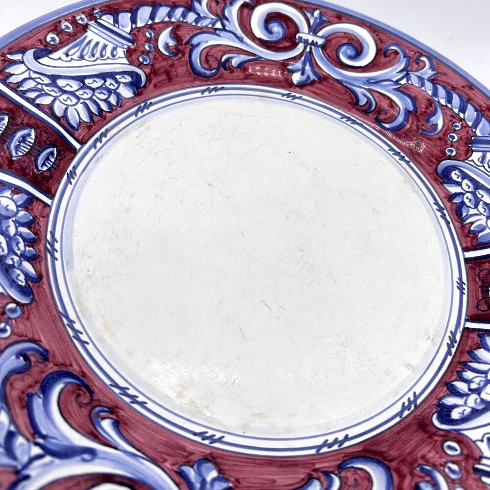 Fratelli Mari Deruta Italy Plates Set of 2 11" Dinner Plates Rubino FLAWED - Picture 3 of 15